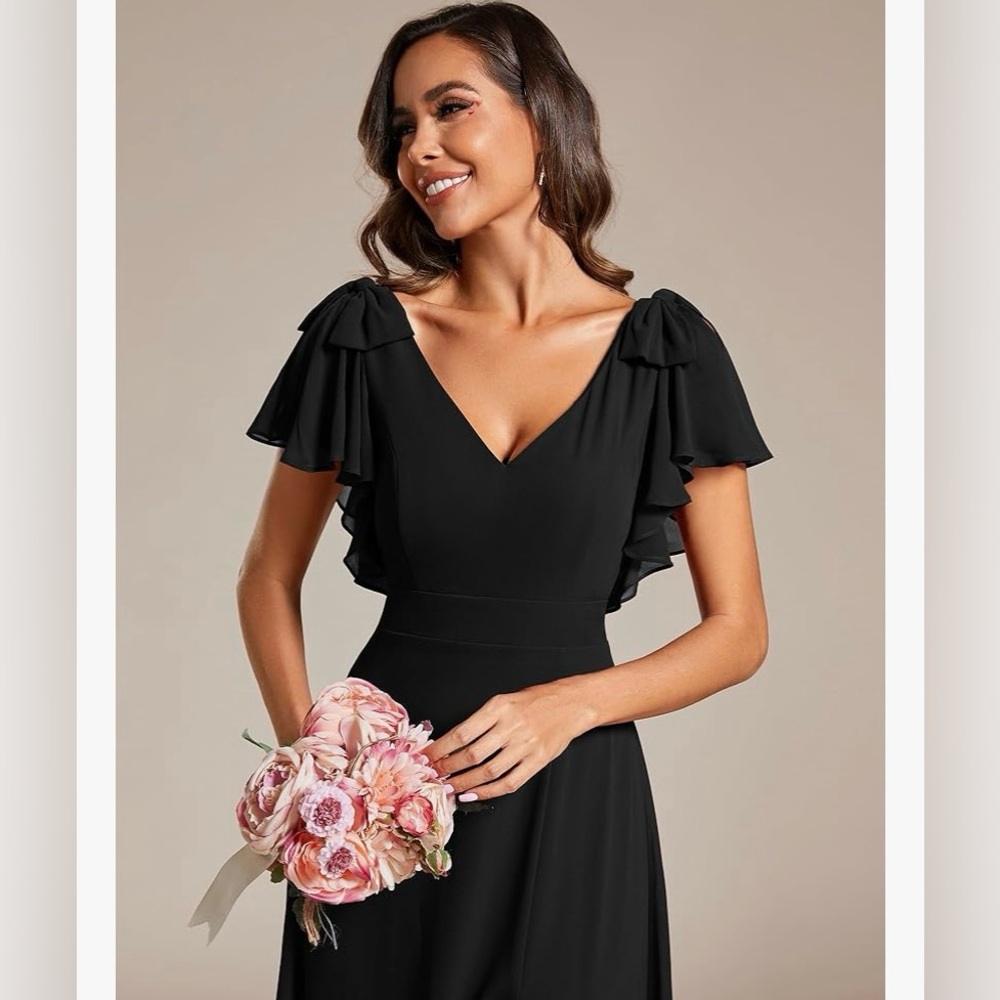 Ever Pretty Black formal dress with flutter sleeves